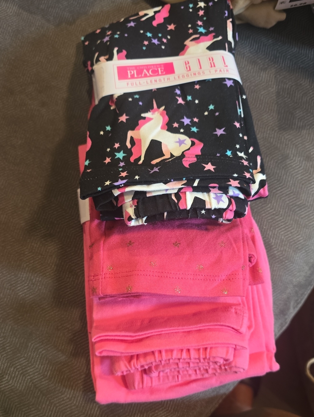 Place Girl Unicorn Print & Hot Pink Leggings  And Gold Stars Set
